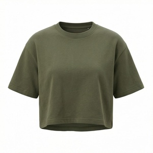 Camisetas Cortas de Algodón Lisas para Mujer, Personalizadas con Estampado, de Manga Corta, Elegantes y Modernas, para Gimnasio y Deportes - Product Image 1