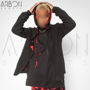 Sweat à capuche réversible à motif géométrique tendance, lavable en machine, personnalisable par sublimation, fermeture éclair intégrale, tissu double couche - Product Image 6