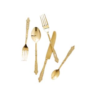 Ensemble de couverts de luxe en laiton fait main, ensemble de couverts modernes dorés, cuillère, fourchette, couteau martelés, vaisselle pour hôtel, restaurant, table. - Product Image 2