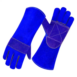 Gants en cuir de vachette résistant à la chaleur, longs, pour la protection des mains contre les étincelles de soudage, gants de sécurité renforcés - Product Image 6