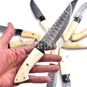 Juego de 12 Cuchillos de Caza de Acero de Damasco de Grado Industrial con Mango de Hueso, Hoja Biselada de Punta Caída, OEM/ODM, Cuchillería de Cocina, Caja de Regalo - Product Image 5