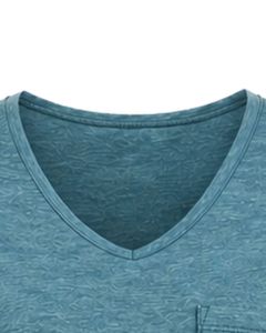 Camiseta Casual Personalizada para Mujer, Cuello en V, Color Verde Azulado, Manga Corta, Mezcla de Algodón, Suave y Ligera, con Bolsillo, Cómoda para Uso Diario en Verano - Product Image 4