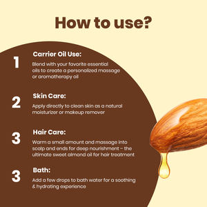 Huile d'amande douce naturelle SQIN Botanicals, pressée à froid, hydratante pour la peau, le visage, les ongles, les cheveux, le cuir chevelu, aromathérapie, massage, vente en gros - Product Image 3