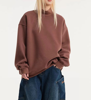 Sweat-shirts à col montant pour femme, 100% coton molletonné 380 GSM, coupe oversize, avec badge, manches longues à bord côtelé, coupe carrée, hiver, parmi les plus vendus