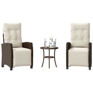 Set da bistrot in Poly Rattan marrone 3 pezzi con cuscini Set da giardino - Product Image 1