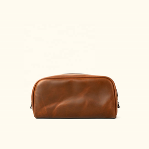 Top Sales Personalized Leather Toiletry <b>Kit</b> Men's Wash Pouch Bag for Man Waterproof Dopp <b>Kit</b> Bag - Product Image 3