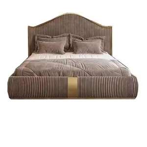 Cabecera Tapizada de Madera de Teca Sólida Estilo Art Deco de Lujo para Cama Queen/King California, 2 Mesitas de Noche, Muebles Modernos para Dormitorio de Villa - Product Image 3