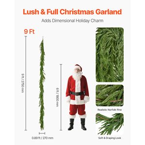 Ghirlanda natalizia artificiale realistica di 2,7 m con pino Norfolk per uso interno - Product Image 2