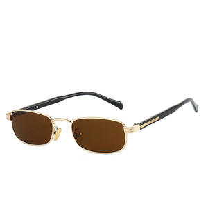 Women Narrow Frame Brown Tinted <b>Retro</b> <b>Sunglasses</b> - Product Image 1