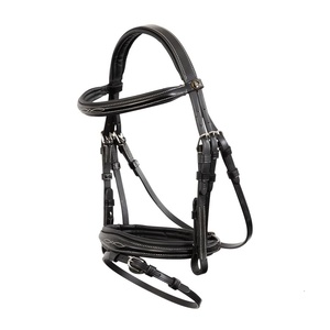Leather Horse Dressage Bridle Soft Padded Headpiece with Adjustable Straps and <b>Stitched</b> Details - Product Image 2