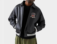 Giacca Varsity Icon Edizione USA Avirex per Uomo in Vera Pelle di Pecora Antivento con Fodera in Seta Nera