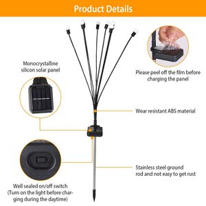 2 Pezzi Luci Solari Impermeabili IP65 a Effetto Lucciola, Lampade Decorative Oscillanti per Sentieri, Giardini, Cortili e Paesaggi - Product Image 5