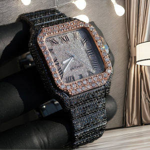 Reloj Cuadrado Automático para Hombre, con Incrustaciones de Diamantes, Negro y Oro Rosa, Mecánico, de Lujo, Estilo Hip Hop, con Números Romanos - Product Image 5