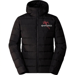 Veste d'hiver matelassée à capuche noire pour homme Sportscode, coupe-vent, fermeture éclair - Product Image 1