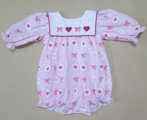 Hand-embroidered Breathable Eco-Friendly Sweet Print Knee-Length <b>Dress</b> <b>for</b> <b>Girls</b> Cute <b>pink</b> Bows Heart Details Button <b>for</b> Spring - Product Image 4