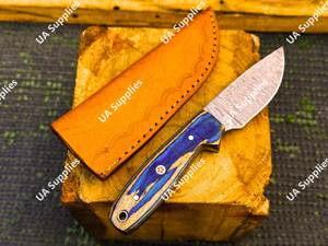 Cuchillo de Supervivencia y Defensa Personal Personalizable OEM Hecho a Mano con Hoja Fija de Damasco, Mango de Madera Pakka y Funda de Cuero - Product Image 2