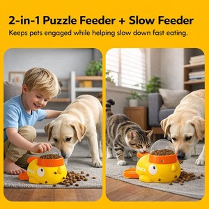 Moderno Dispensador de Golosinas para Perros con Forma de Pato Amarillo, Juguete Interactivo con Sistema de Presión para Alimentar, Comedero de Rompecabezas de Material PP con Diseño de Dibujos Animados para Alimentos Liofilizados - Product Image 3