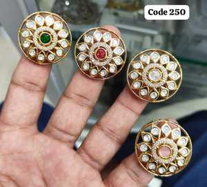 Designer Kundan Polki Finger <b>Ring</b> for Women Gold Plated <b>Adjustable</b> Statement Cocktail <b>Ring</b> Wedding Party Wear Wholesale Jewelry - Product Image 1