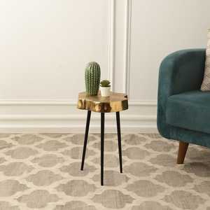 Top Choice Modern <b>Gold</b> Top Tripod Side <b>Table</b> 12x18.5 Inches Contemporary Living Room Furniture - Product Image 5