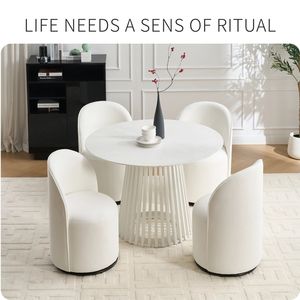 Set di 1 Sedia da Pranzo in Velluto Stile Mid-Century Moderno, Girevole a 360 Gradi, Imbottita e Confortevole per Cucina e Sala da Pranzo - Product Image 6