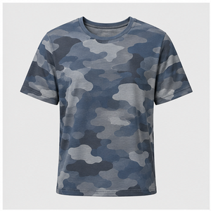 Camiseta de Manga Corta para Hombre con Cuello Redondo y Estampado de Camuflaje en Capas Azul Acero Personalizada MTS-CAMO-0039 - Product Image 1