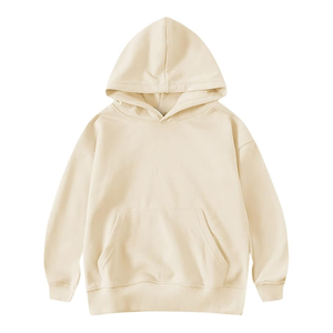 Conjuntos de Chándal para Niños con Capucha Oversize en Color Crema, Pantalones de Chándal de Pierna Recta de Felpa de Algodón Premium, Ropa Cómoda para Estar en Casa - Product Image 2