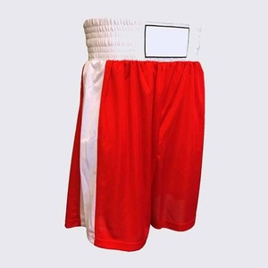 Shorts de bain mi-taille pour hommes, rayures latérales rouge et blanc, respirants, décontractés, en Spandex/Polyester - Product Image 5