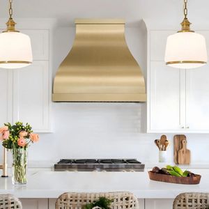 Elegant Residential Brass Range Hood Manufactured With Fine Craftsmanship Reliable Exhaust Beautiful Kitchen Interior Upgrade - Product Image 2