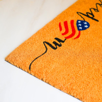 Paillasson en fibre de coco imprimé Coco Liberty avec support en PVC, motif drapeau américain patriotique, tapis d'entrée antidérapant en fibre naturelle