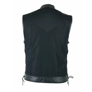 Gilet personnalisé pour homme en toile 100% polyester imperméable, réversible, respirant, décontracté, avec boutons et fermeture éclair, pour club de motards - Product Image 6