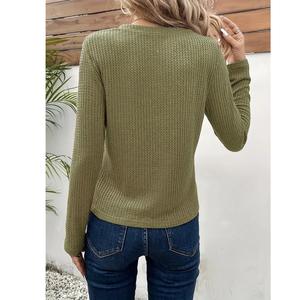 Suéter de Invierno Personalizado para Mujer, Estilo Casual Holgado, Cuello Alto, Color Sólido, Cárdigan de Punto Acrílico, Logotipo Personalizado - Product Image 4