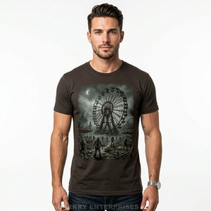 Mens Heavy Cotton Custom T Shirt Winter Zombie Attack Graphic Tee Burning Helicopter Scene Print <b>Tshirt</b> Manufacturer OEM Factory - Product Image 4