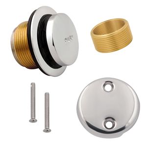 Válvula de desagüe emergente de latón cromado para bañera con botón pulsador, junta de goma y placa de desagüe con rebosadero - Product Image 4
