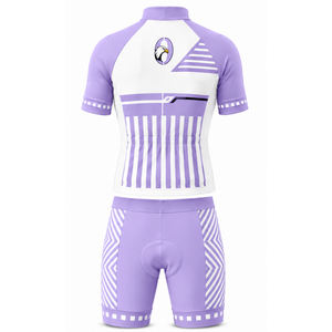 Lavender White <b>Cycling</b> Jersey <b>Shorts</b> Set <b>Short</b> Sleeve Full Zip Quick Dry <b>Padded</b> Bicycle Racing Uniform Team Training Sportswear - Product Image 2