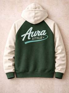 เสื้อฮู้ดดี้ทรงแร็กแลนสีเขียว Aura Style สำหรับทุกเพศ ผลิตจากผ้าฝ้าย 100% เฟรนช์เทอร์รี่ สวมใส่สบาย มีกระเป๋าจิงโจ้ ทรงปกติ เหมาะสำหรับใส่ในฤดูหนาว คุณภาพเยี่ยม - Product Image 2
