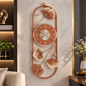 Luxury <b>Wall</b> <b>Clock</b> Floral Metal Art <b>Clock</b> Navy <b>Blue</b> Cream Gold Accent Decorative Art Decor for Living Room by Falah International - Product Image 6