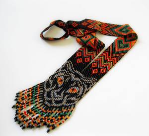 Collier tribal unique en perles de tigre, collier ukrainien Gerdan | Chunky | Ethnique | Collier pour femme africaine, pour les talentueuses, avec boucles d'oreilles - Product Image 6