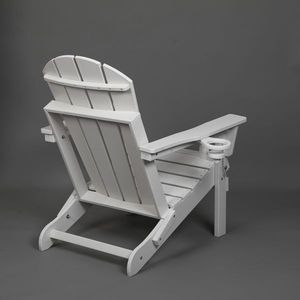 Sedia Adirondack Pieghevole con Doppio Portabicchieri in Materiale Composito Bianco Effetto Legno per Uso Esterno - Product Image 5