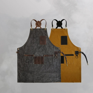Delantal de Barman de Lona Resistente con Correas de Cuero Removibles, Logotipo de Marca Personalizado, Repelente al Agua, para Servicio de Bebidas en Pub - Product Image 1