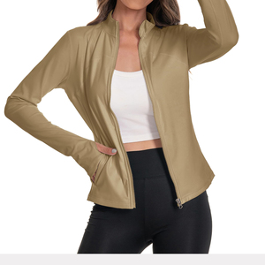 Custom Quick Dry Good Quality Fitness Active <b>Jackets</b> With Zipper Running <b>Workout</b> Women Activewear Yoga Sport Long Sleeve Gym Top - Product Image 3
