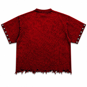 Camiseta Oversize de Algodón Grueso Personalizada para Hombre, Estilo Vintage con Lavado Ácido, Estampado de Calavera 3D, Camiseta Gráfica Streetwear Hip Hop con Detalles Metálicos - Product Image 2