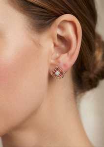 Boucles d'oreilles en diamant de culture pour femmes, taille princesse, clarté VVS VS, en or rose, pour un usage quotidien - Product Image 4