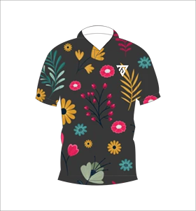 Polo con estampado floral negro carbón para hombre, camisa de golf informal de manga corta para verano - Product Image 1