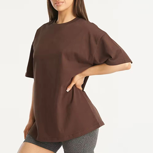 Women's Oversized Crew Neck <b>T</b>-<b>Shirt</b> Solid Color Short Sleeve Loose Fit 100% Cotton Jersey Breathable All Seasons Wear - Product Image 5