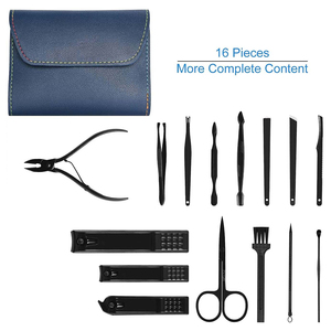 Professional 16-Piece Alloy Steel Pedicure/Manicure Kit Durable Portable Design Luxurious PU Leather Pouch 7-in-1 Nail Clipper - Product Image 2