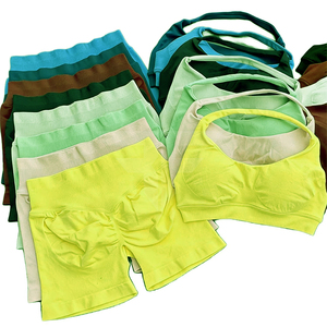 Conjuntos Deportivos Personalizados al por Mayor, sin Costuras, para Fitness, de Color Sólido, Alta Elasticidad, Secado Rápido, Transpirables, con Estiramiento Frontal en Cuatro Direcciones - Product Image 1