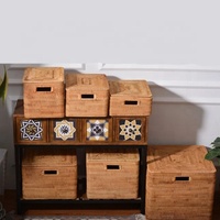 BESTSELLER Geflochtene Rattan-Aufbewahrungsboxen Rechteckige Körbe mit Griffen für Lebensmittel, Schuhe, Wäsche, Spielzeug, Kleidung