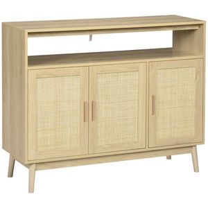 Credenza Ecologica con Ante in Rattan, Legno di Mango e Quercia per Arredamento Sala da Pranzo e Soggiorno - Product Image 3