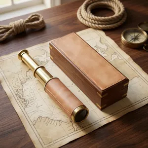Nautical Brass/leather Handle Antique Nautical Handheld Telescope With Case <b>Gift</b> - Product Image 5