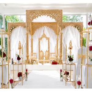 Fascinants décorations de mariage en bois, Mastansis sculptés de fleurs pour mariage hindou, Grand Mastan Maharani en bois - Product Image 1